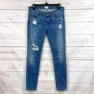 Hudson Krysta Super Skinny Jeans Distressed Shredded Medium Blue Ucut Wash 28